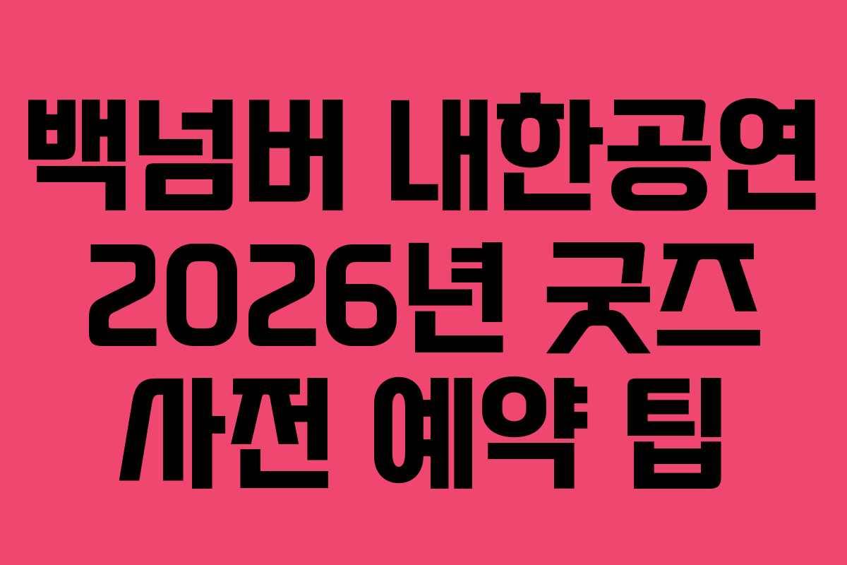백넘버-내한공연-2026년-굿즈-사전-예약-팁
