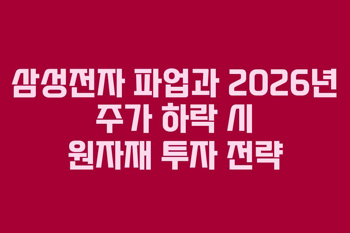 삼성전자 파업과 2026년 주가 하락 시 원자재 투자 전략