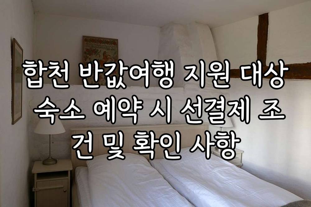 합천 반값여행 지원 대상 숙소 예약 시 선결제 조건 및 확인 사항