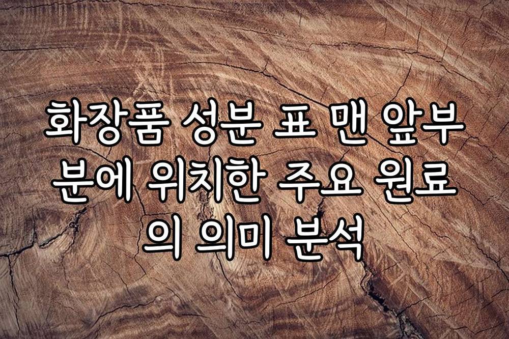 화장품 성분 표 맨 앞부분에 위치한 주요 원료의 의미 분석