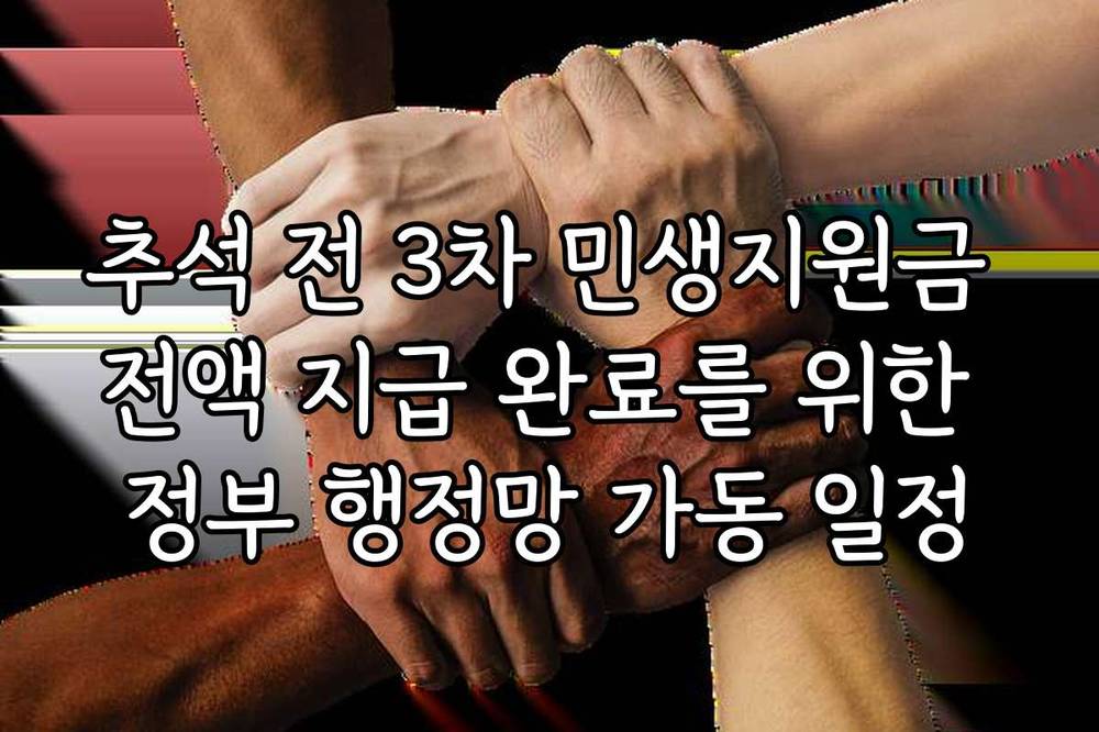 추석 전 3차 민생지원금 전액 지급 완료를 위한 정부 행정망 가동 일정