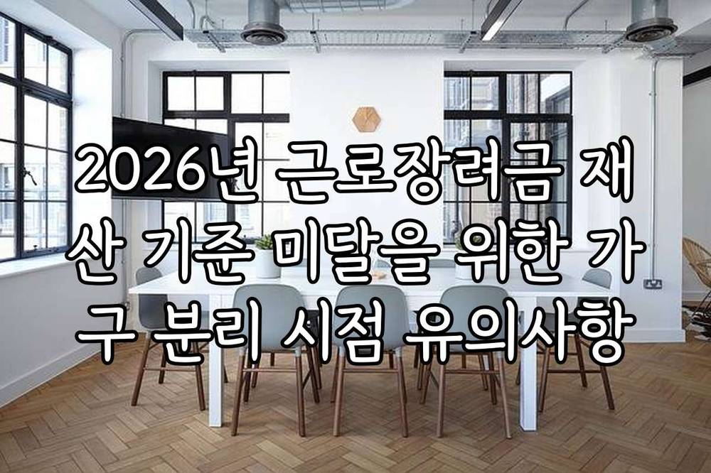 2026년 근로장려금 재산 기준 미달을 위한 가구 분리 시점 유의사항