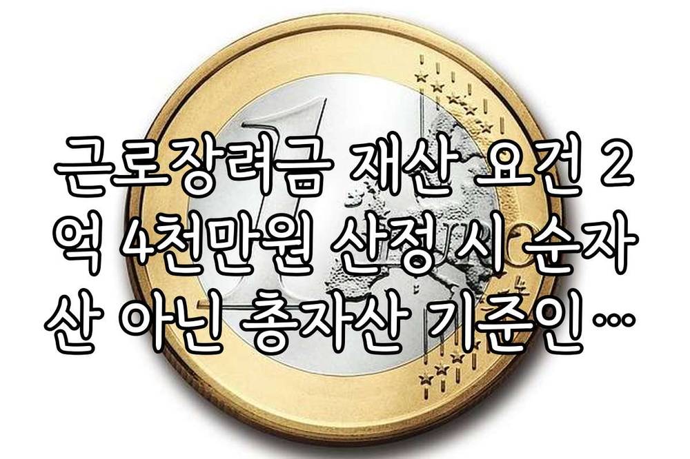 근로장려금 재산 요건 2억 4천만원 산정 시 순자산 아닌 총자산 기준인 이유