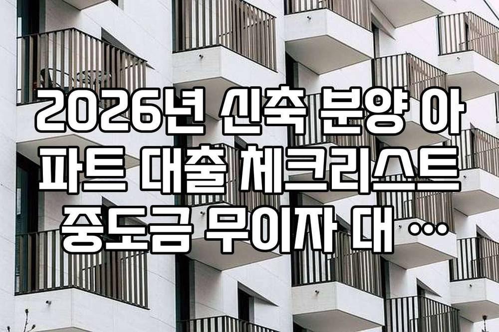 2026년 신축 분양 아파트 대출 체크리스트 중도금 무이자 대 유이자 비교