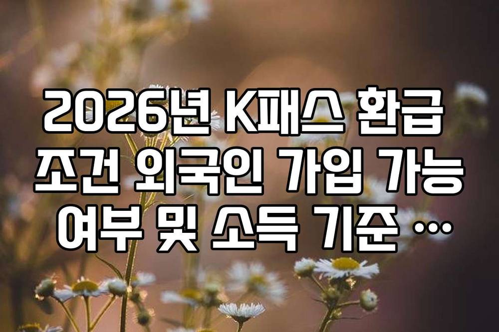 2026년 K패스 환급 조건 외국인 가입 가능 여부 및 소득 기준 증빙 가이드