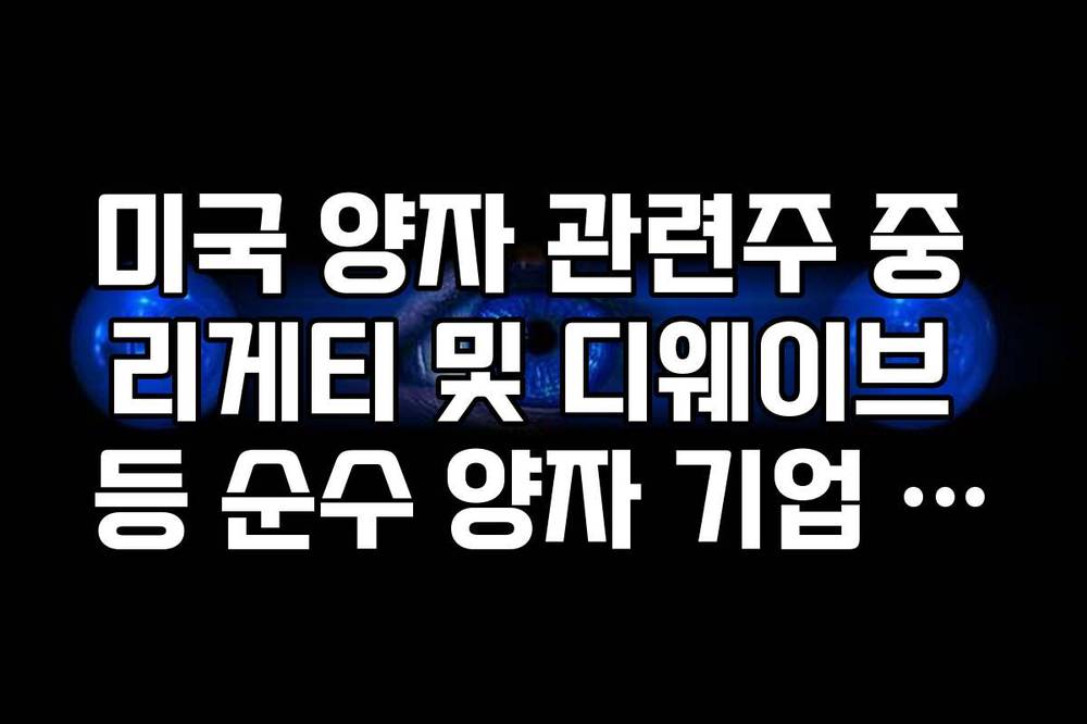 미국 양자 관련주 중 리게티 및 디웨이브 등 순수 양자 기업 리스크 체크