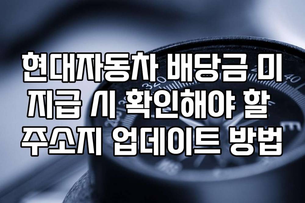 현대자동차 배당금 미지급 시 확인해야 할 주소지 업데이트 방법