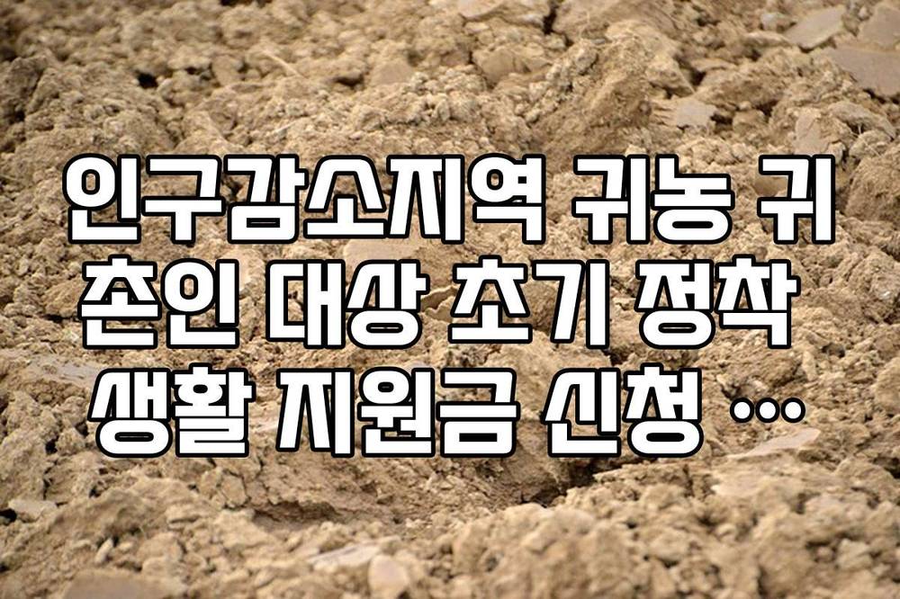 인구감소지역 귀농 귀촌인 대상 초기 정착 생활 지원금 신청 가이드