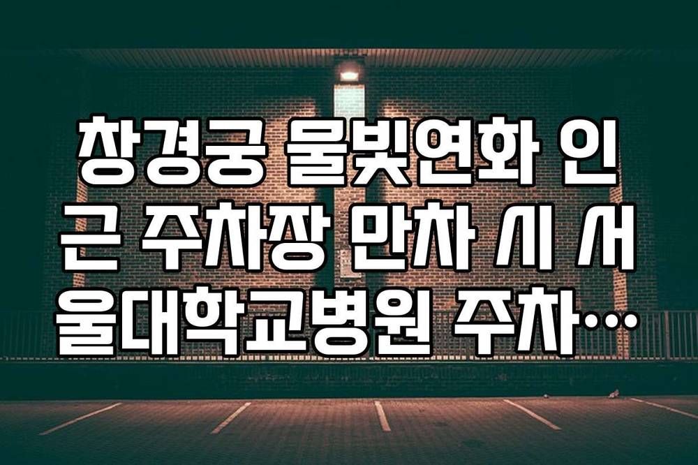 창경궁 물빛연화 인근 주차장 만차 시 서울대학교병원 주차장 이용 안내