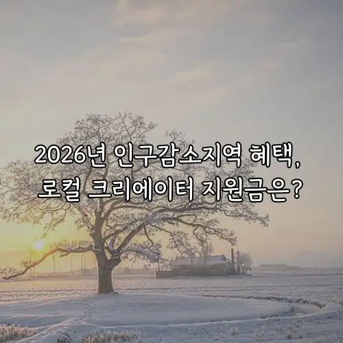 2026년 인구감소지역 혜택, 로컬 크리에이터 지원금은?