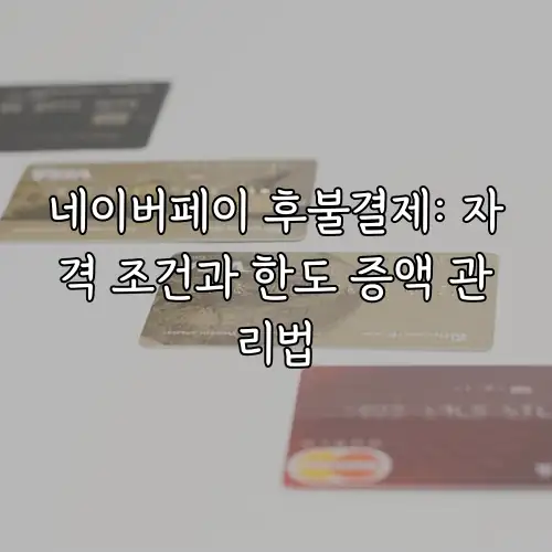 네이버페이 후불결제: 자격 조건과 한도 증액 관리법