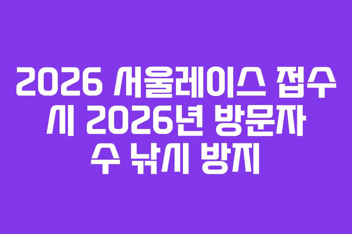 2026 서울레이스 접수 시 2026년 방문자 수 낚시 방지