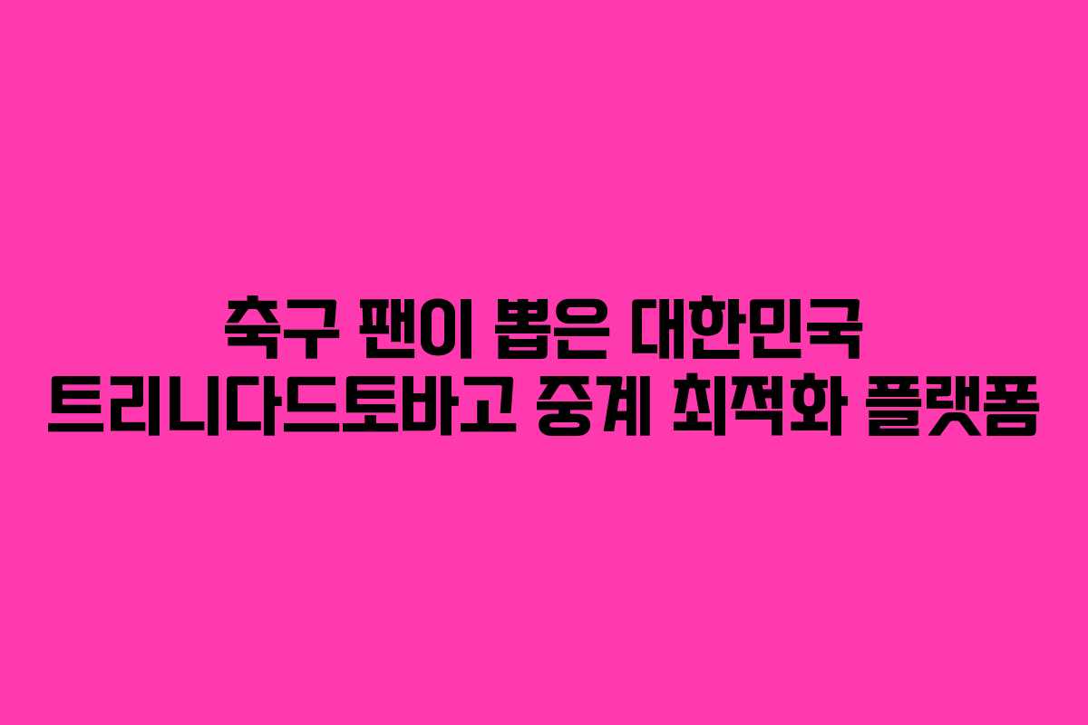 축구-팬이-뽑은-대한민국-트리니다드토바고-중계-최적화-플랫폼