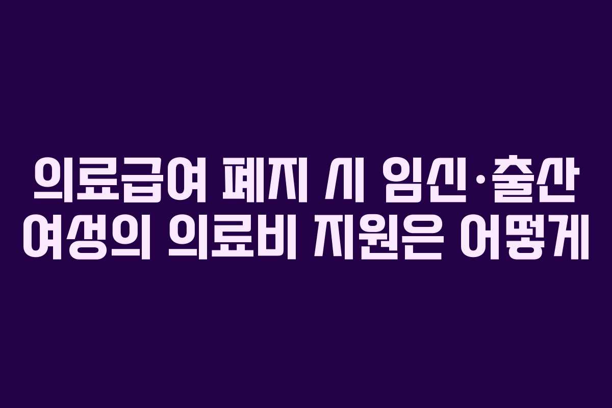 의료급여-폐지-시-임신·출산-여성의-의료비-지원은-어떻게
