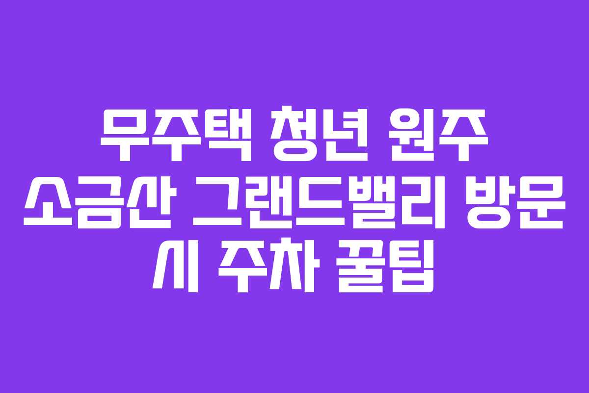 무주택-청년-원주-소금산-그랜드밸리-방문-시-주차-꿀팁